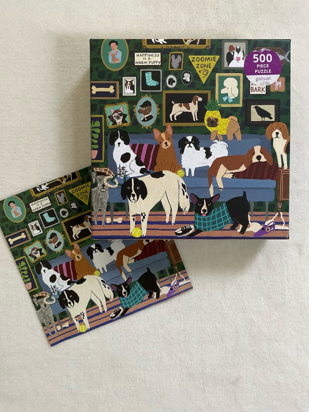 Galison Lounge Dogs 500 Piece Jigsaw Puzzle Complete 20” x 20”